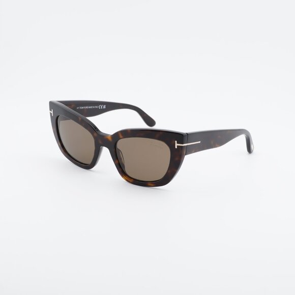 Tom Ford Athena FT1190 52H Sunglasses Havana Cat Eye Frame, Polarized Lenses